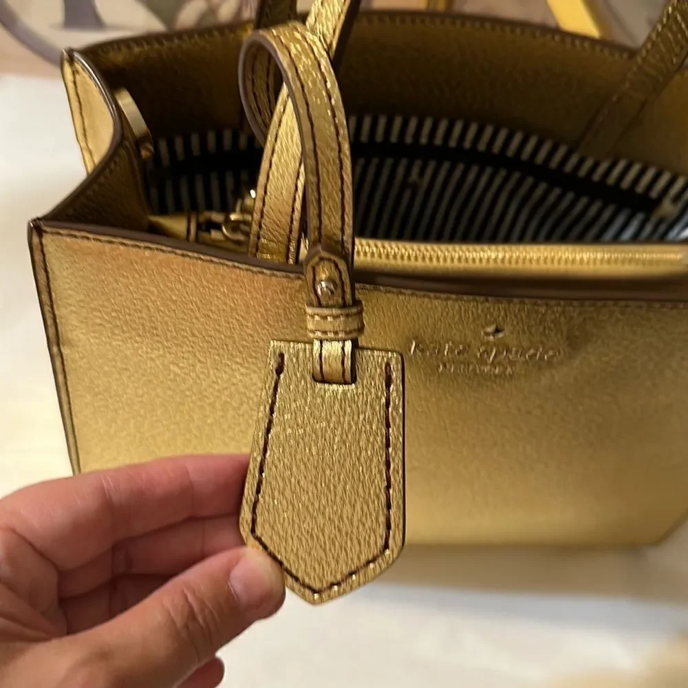 kate spade Thompson Street Metallic Gold Sam  Leather Top Handles Satchel